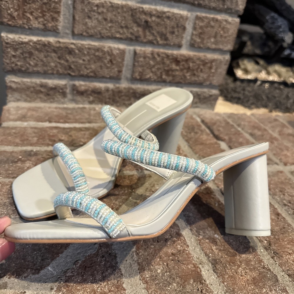 Dolce Vita Womens Nolah Beaded Sandals Mint Multi Leather Block Heel Slides 8.5 - Picture 3 of 15